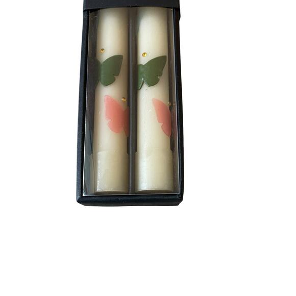 Brand New Mackenzie-Childs Butterfly Pastel Dinner Candles, Set of 2 - Picture 7 of 8